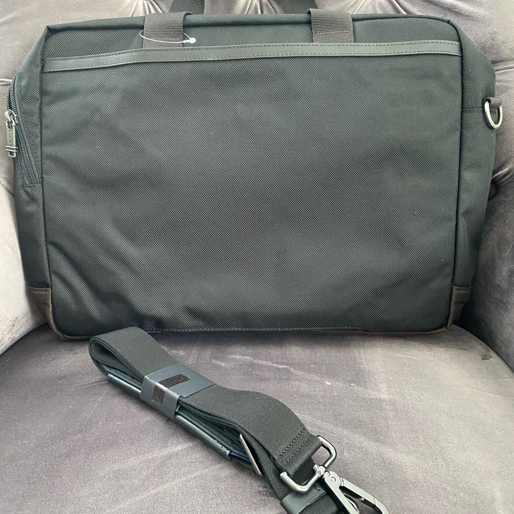 Tumi NWOT Alpha Black/Brown Ballistic Nylon Briefcase - Picture 8 of 12